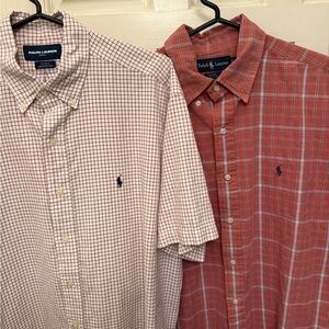 Ralph Lauren Men's Checkered Button-Down Shirts - Red and White